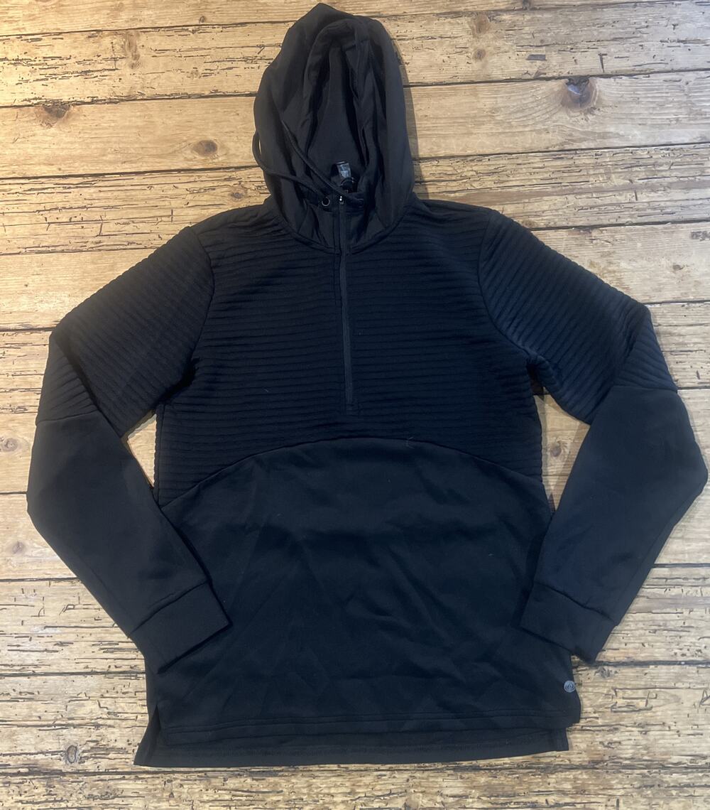 Apana Women Black Hooded 1/4 Zip Jacket Size Medium